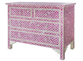 Pink Colored Bone Inlay Marrakech Chest Of 4 Drawer 2